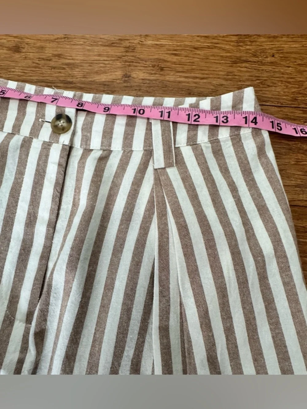 Nasty Gal striped tapered trouser off white/tan 100% cotton Size 4 - Picture 5 of 10